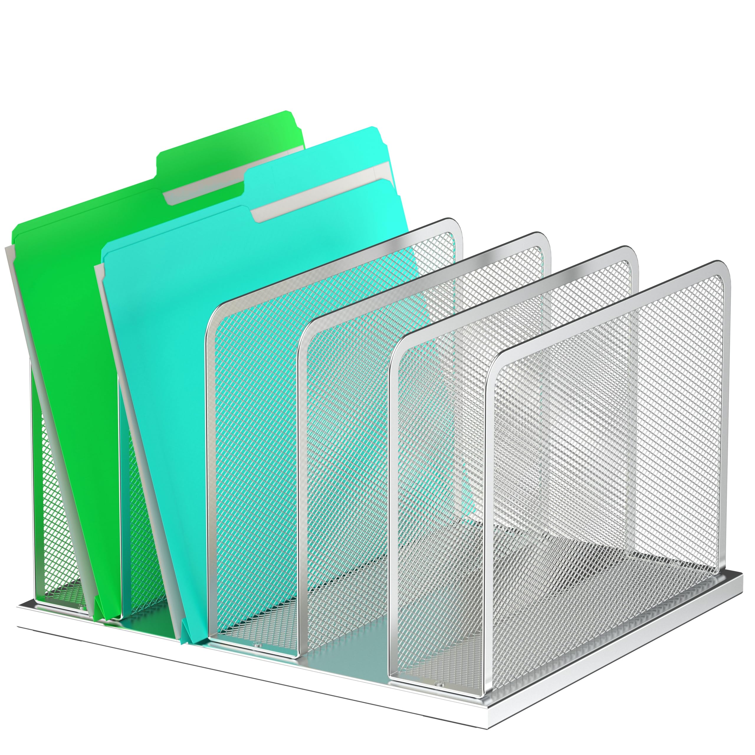 Silver Mesh Five-Compartment Desk File Organizer