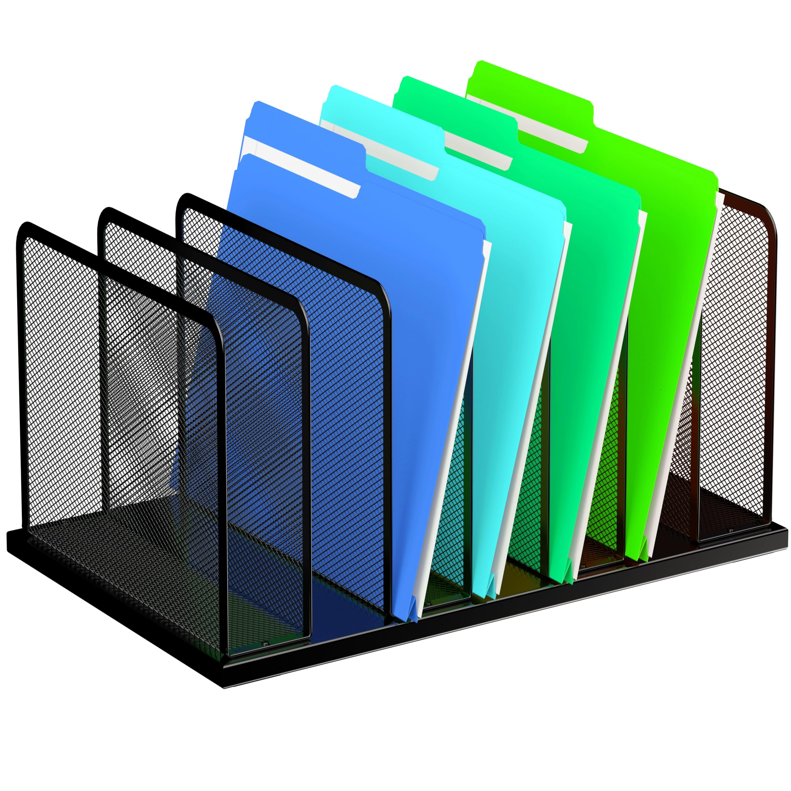Silver Mesh Five-Compartment Desk File Organizer