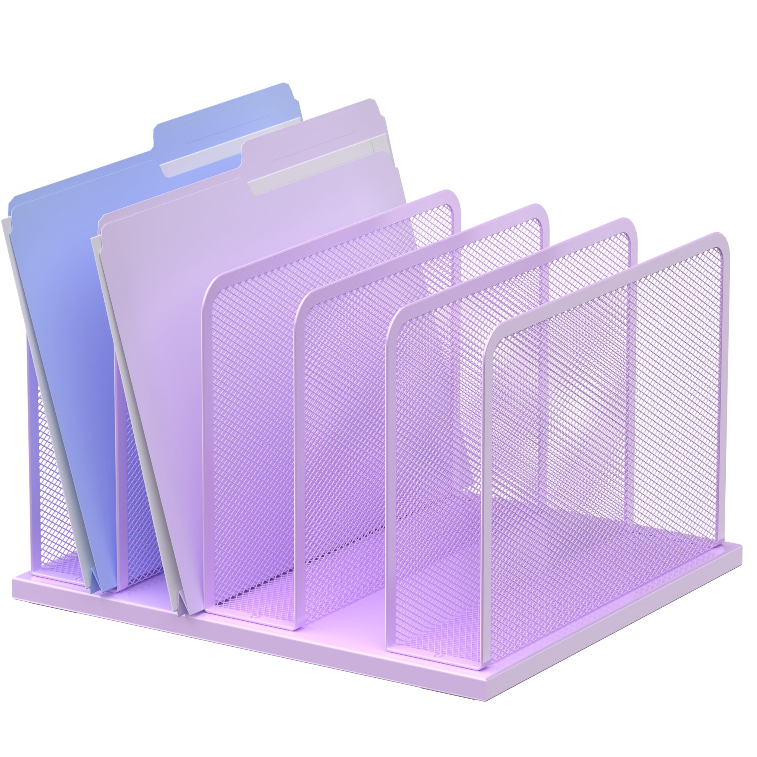 Silver Mesh Five-Compartment Desk File Organizer