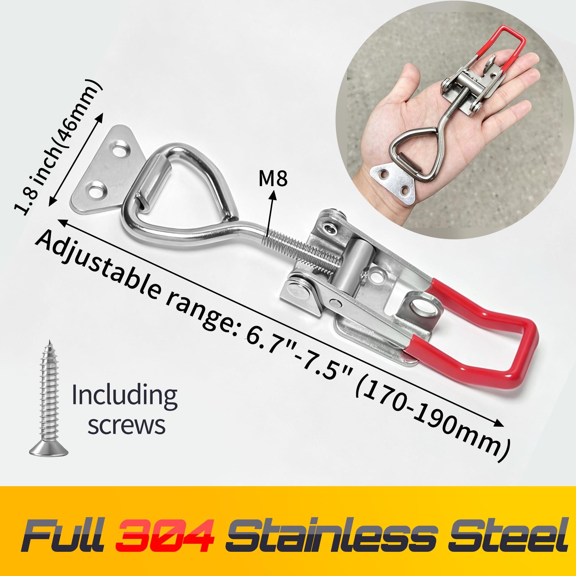 Adjustable 304 Stainless Steel Toggle Latch