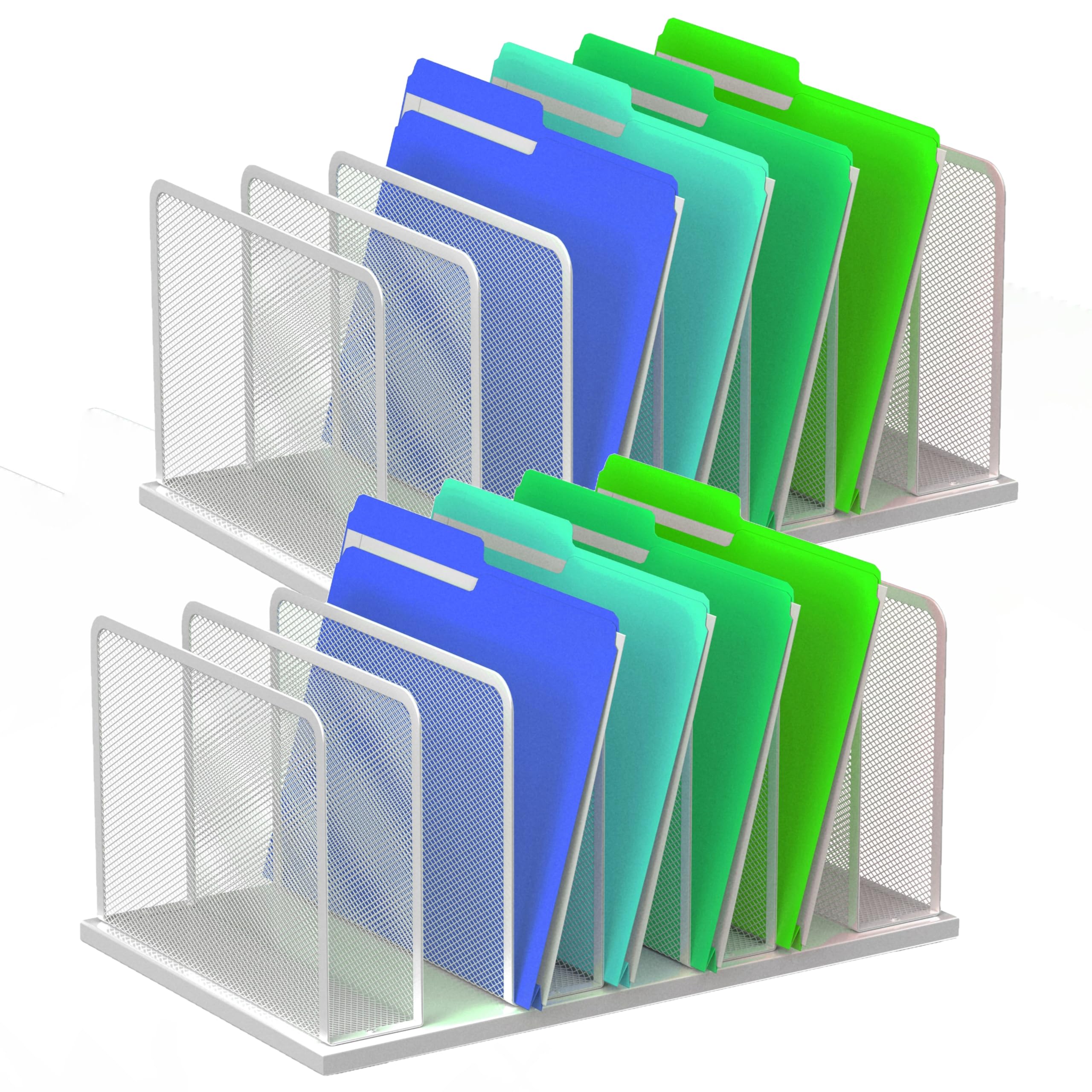 Silver Mesh Five-Compartment Desk File Organizer