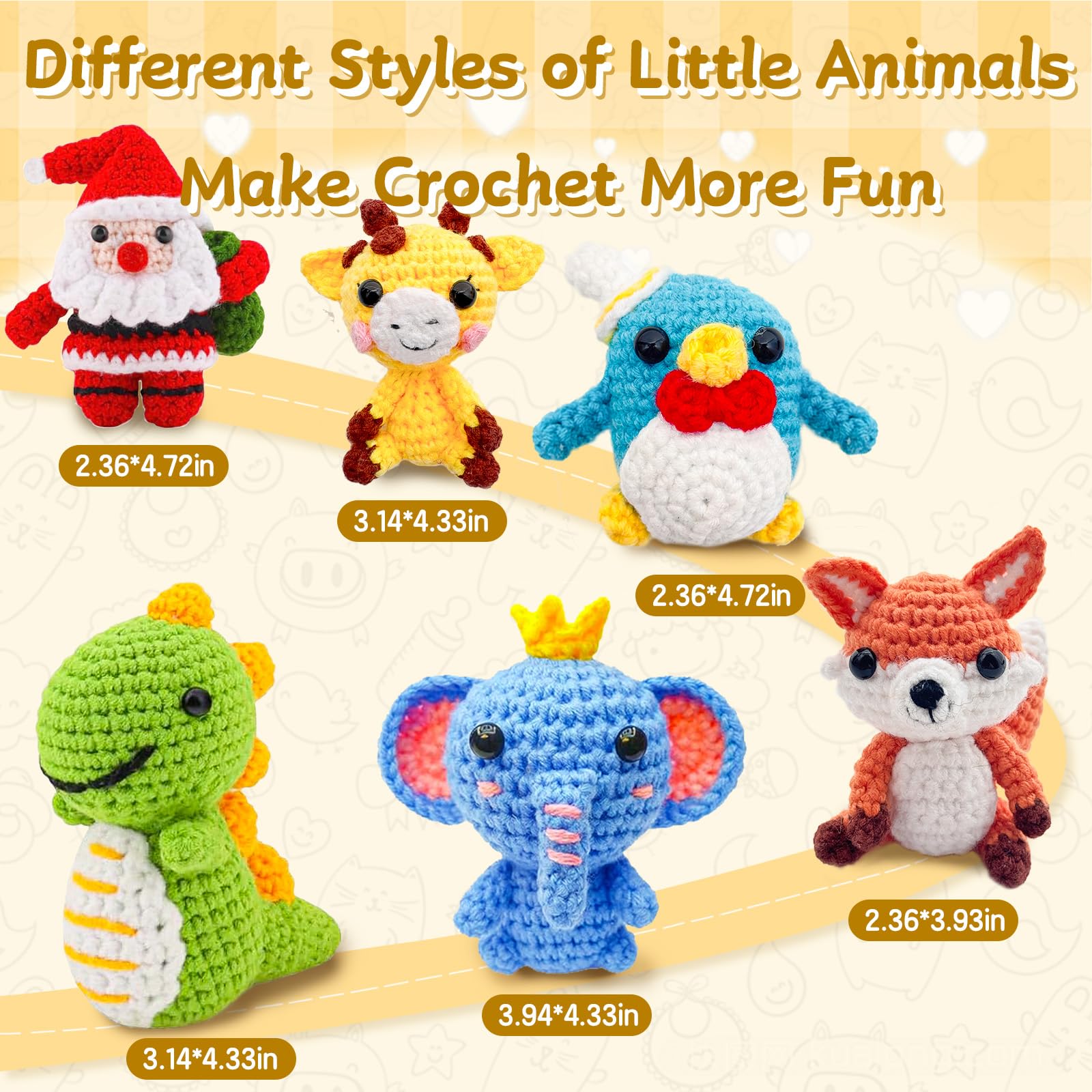 Festive Animal Crochet Kit with Video Tutorials