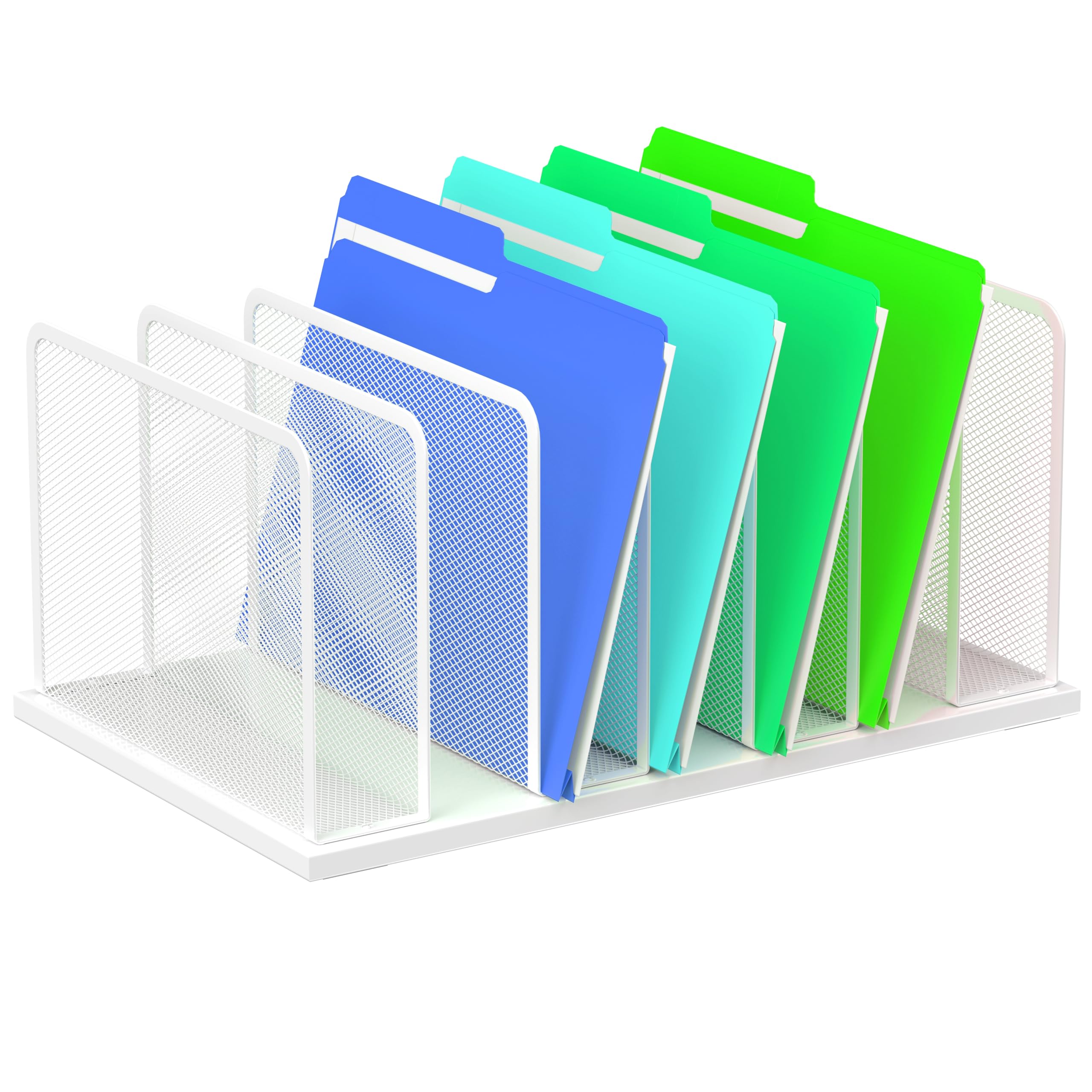 Silver Mesh Five-Compartment Desk File Organizer