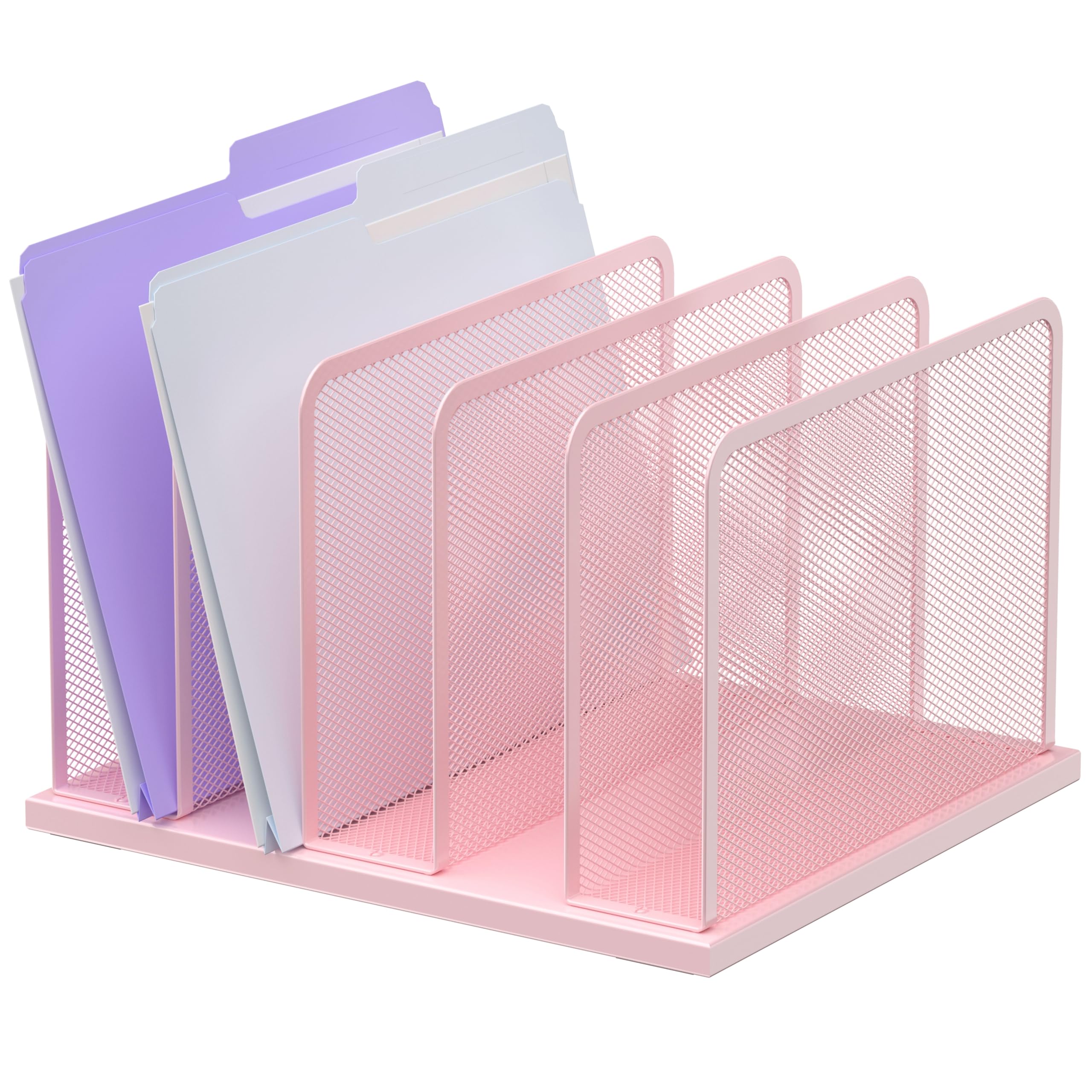 Silver Mesh Five-Compartment Desk File Organizer
