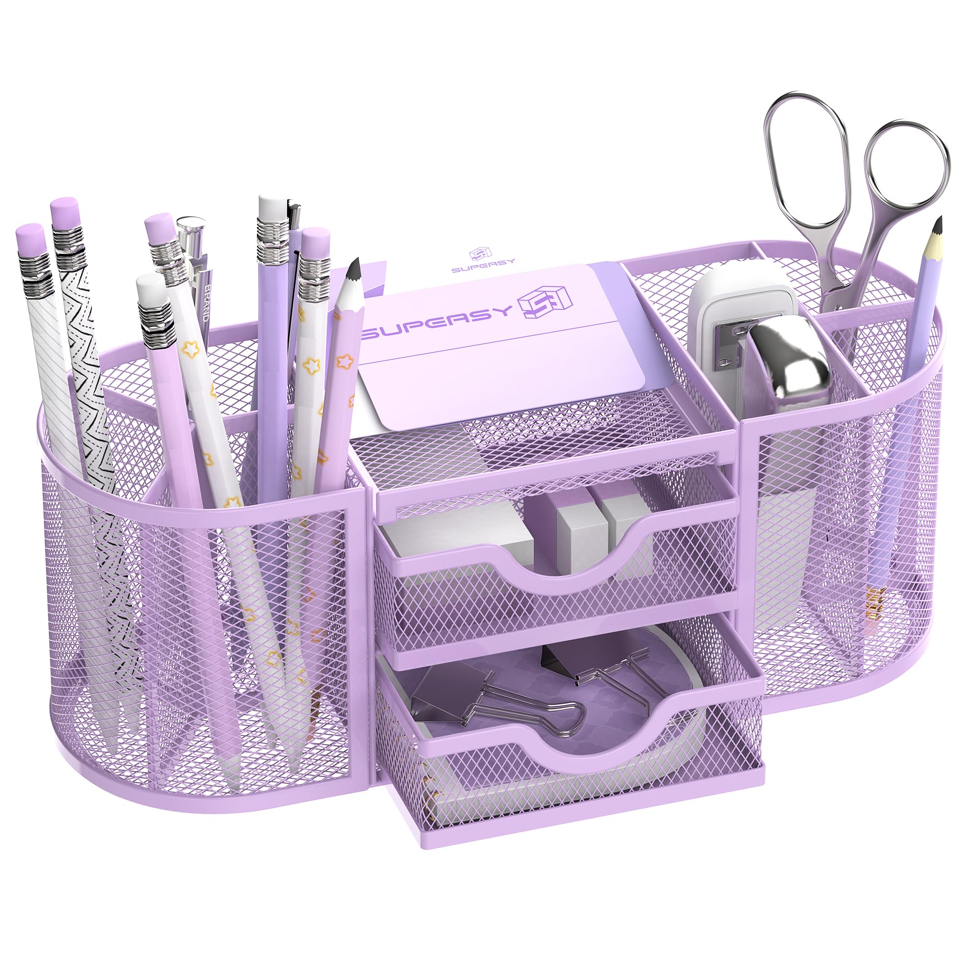 Golden Mesh Desk Organizer with Dual Drawers