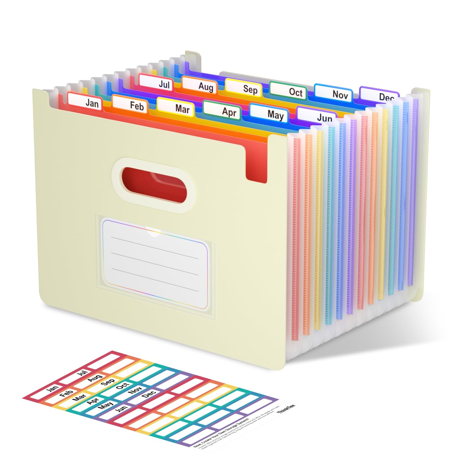 Vertical Accordion File Organizer, A-Z Tabs, Green
