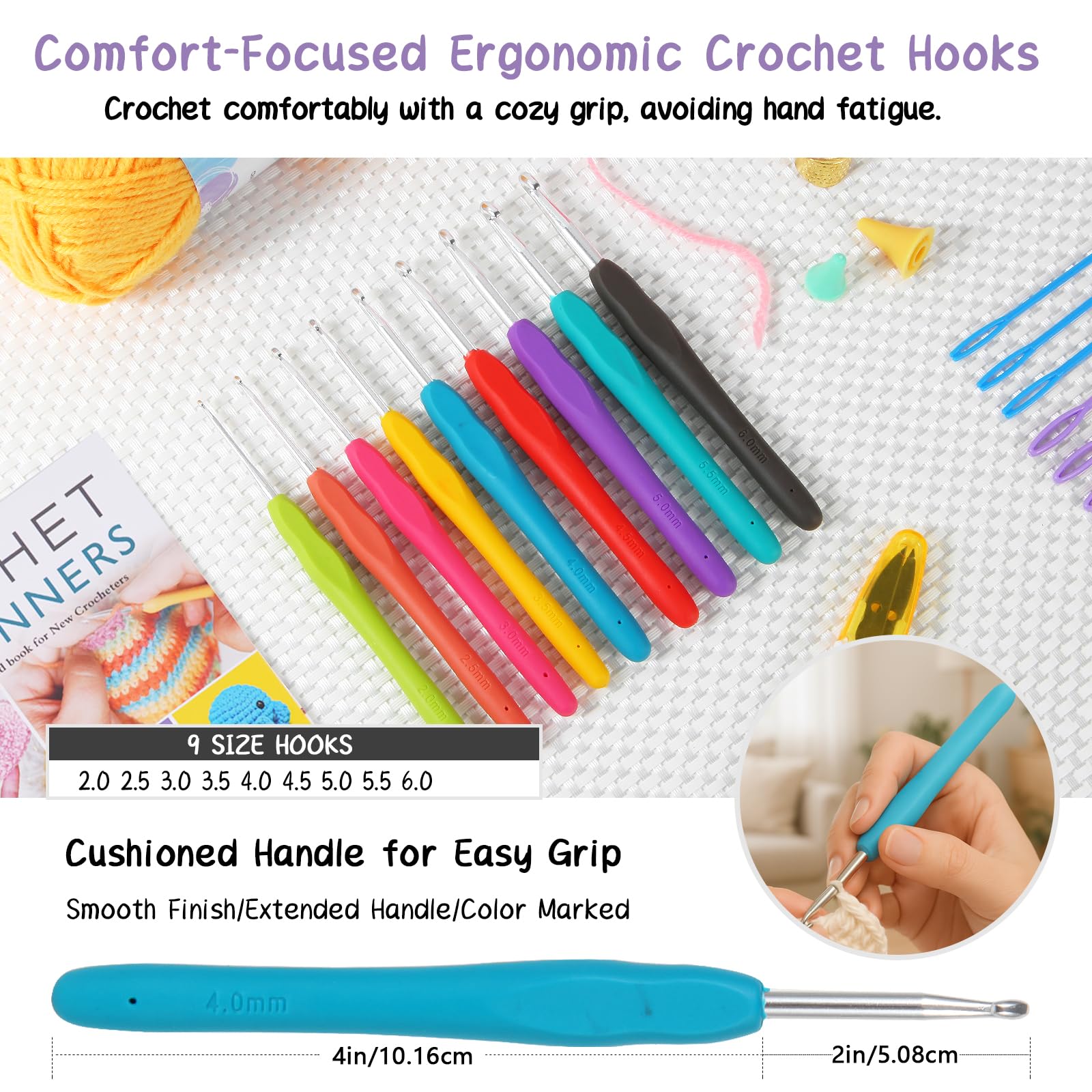 Essential Crochet Starter Kit with Yarns, Hooks & Guides