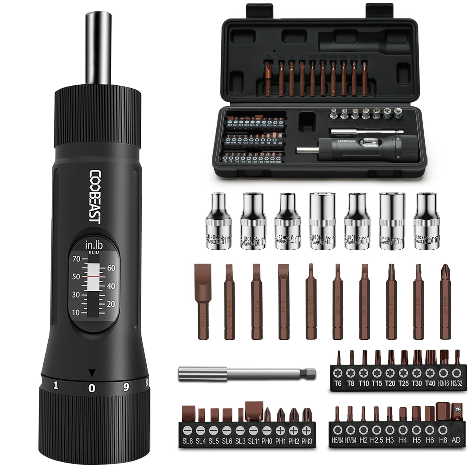 Precision Torque Screwdriver Set | 1/4" Drive | 10-70 in-lbs