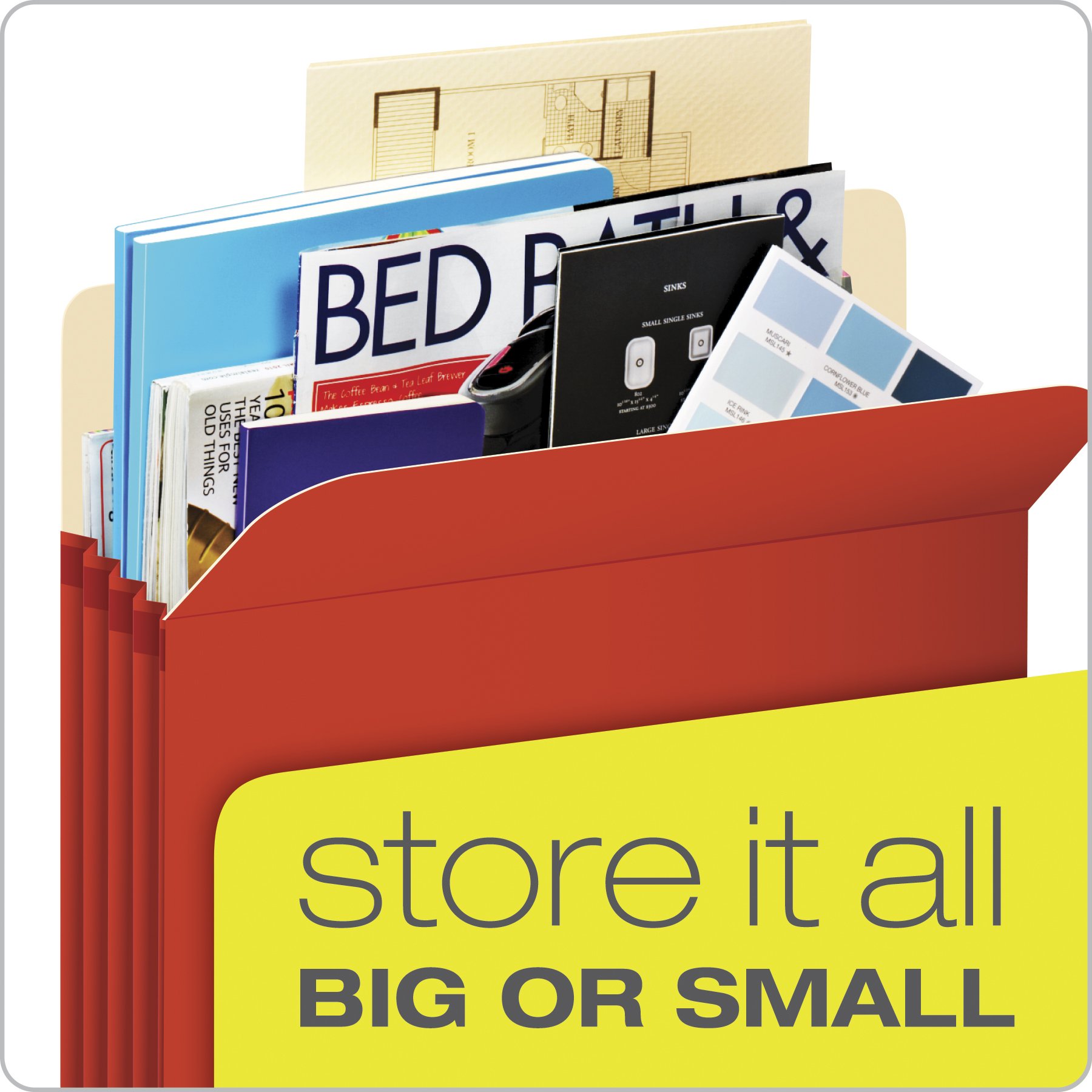 Assorted Color Letter File Pockets with 3.5-inch Expansion