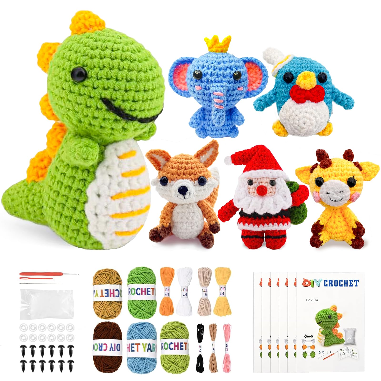 Festive Animal Crochet Kit with Video Tutorials
