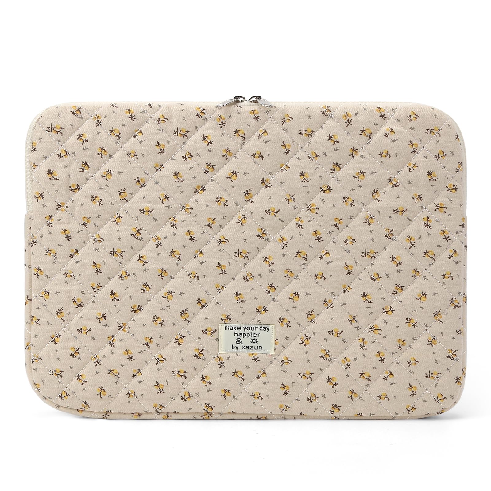Puffy Quilted Floral Laptop Sleeve