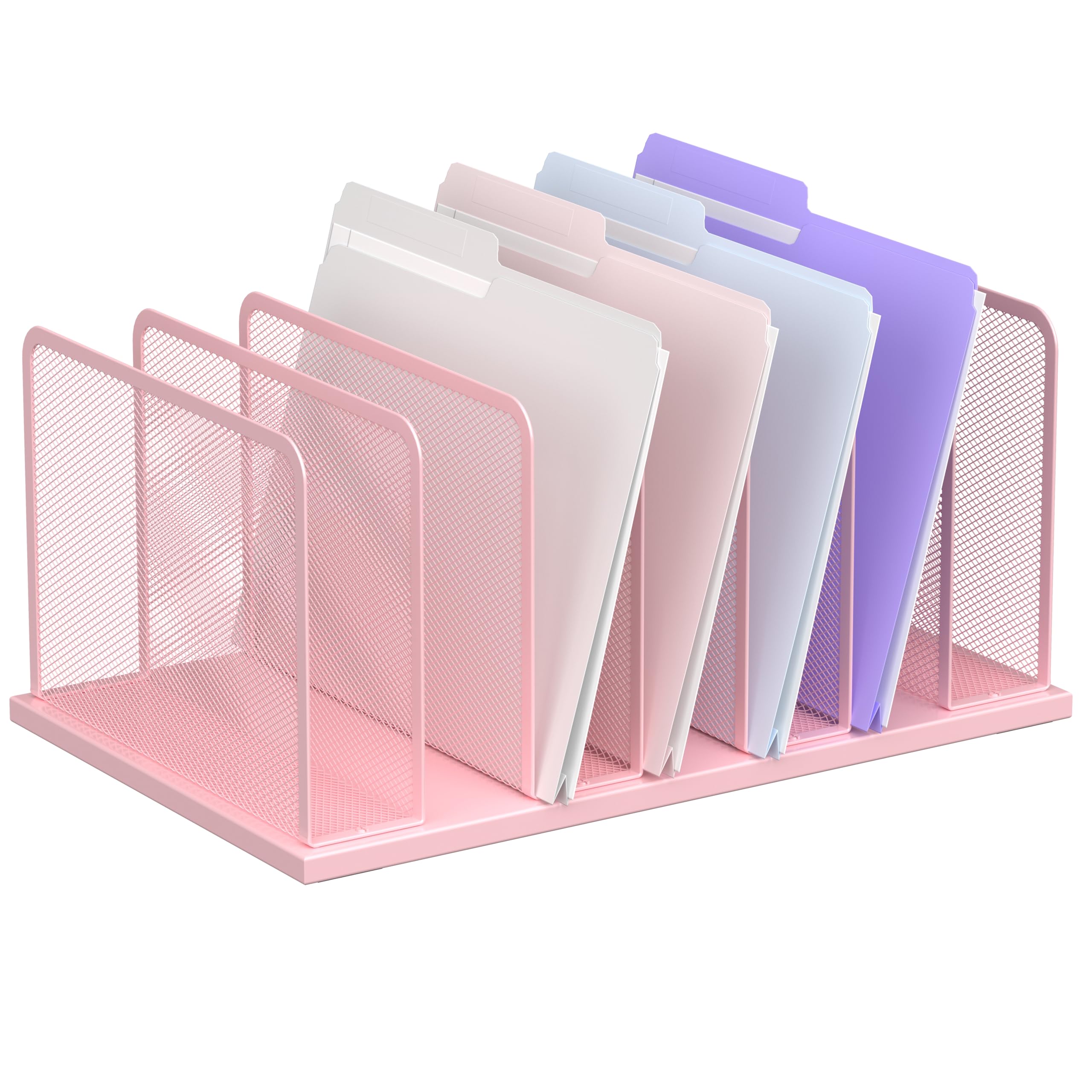 Silver Mesh Five-Compartment Desk File Organizer