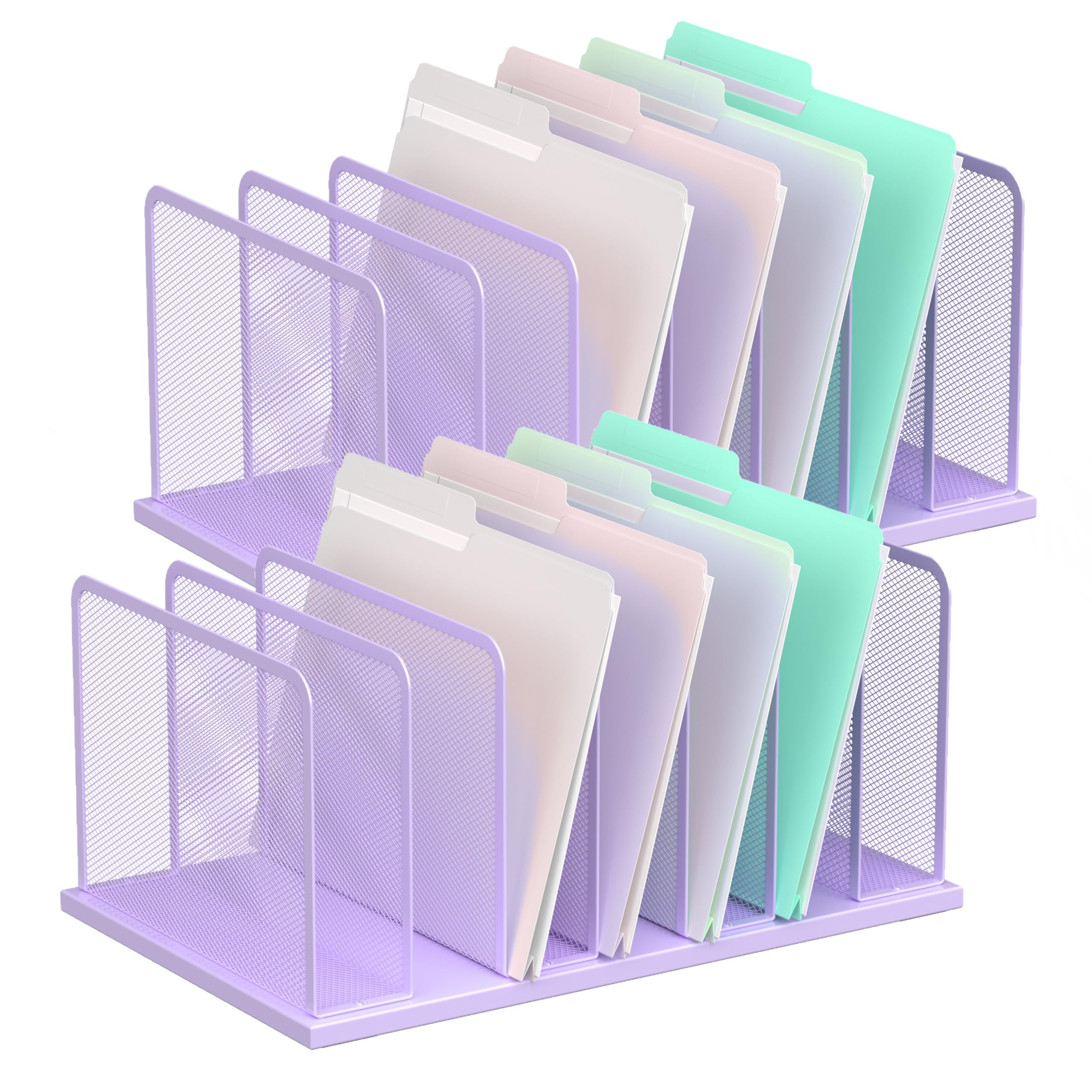 Silver Mesh Five-Compartment Desk File Organizer