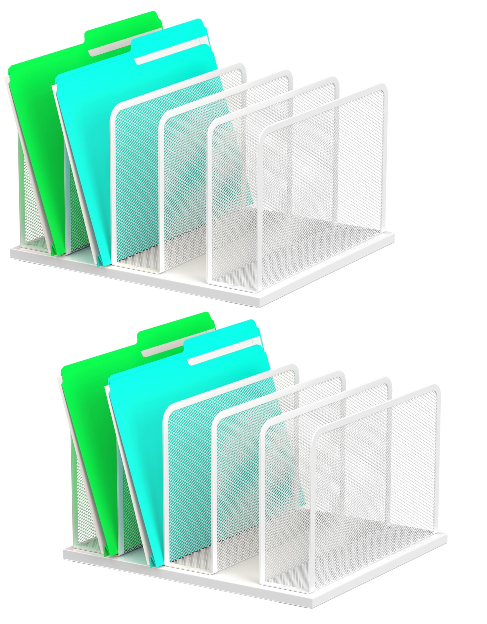 Silver Mesh Five-Compartment Desk File Organizer