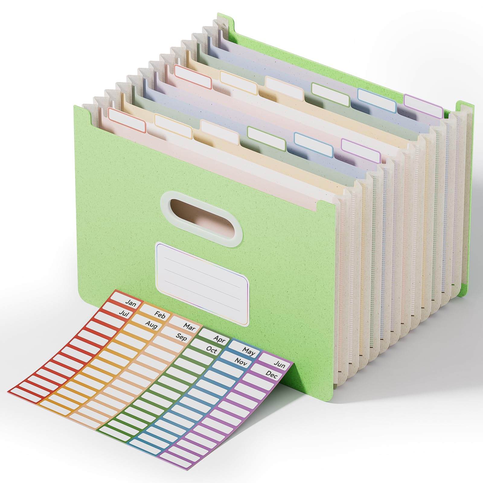 Vertical Accordion File Organizer, A-Z Tabs, Green