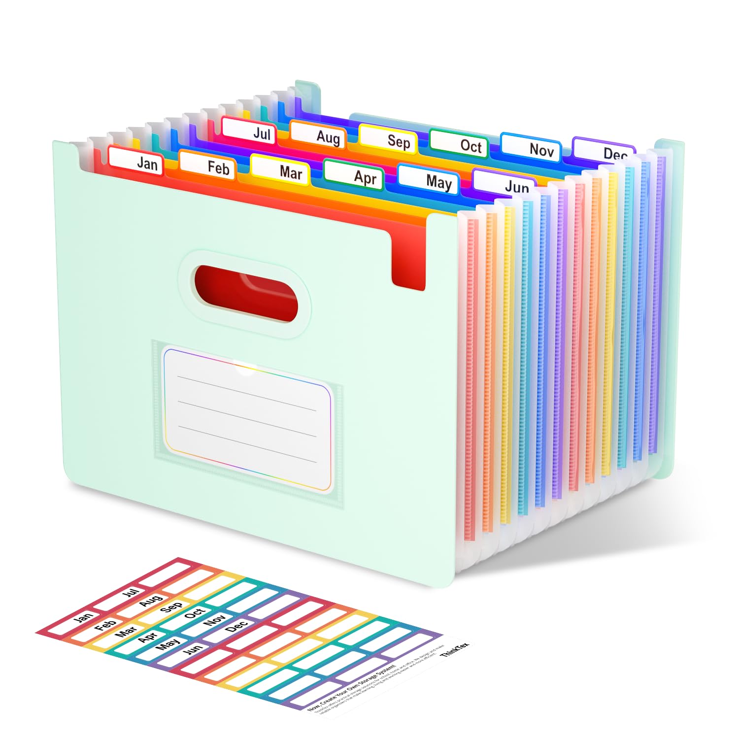 Vertical Accordion File Organizer, A-Z Tabs, Green