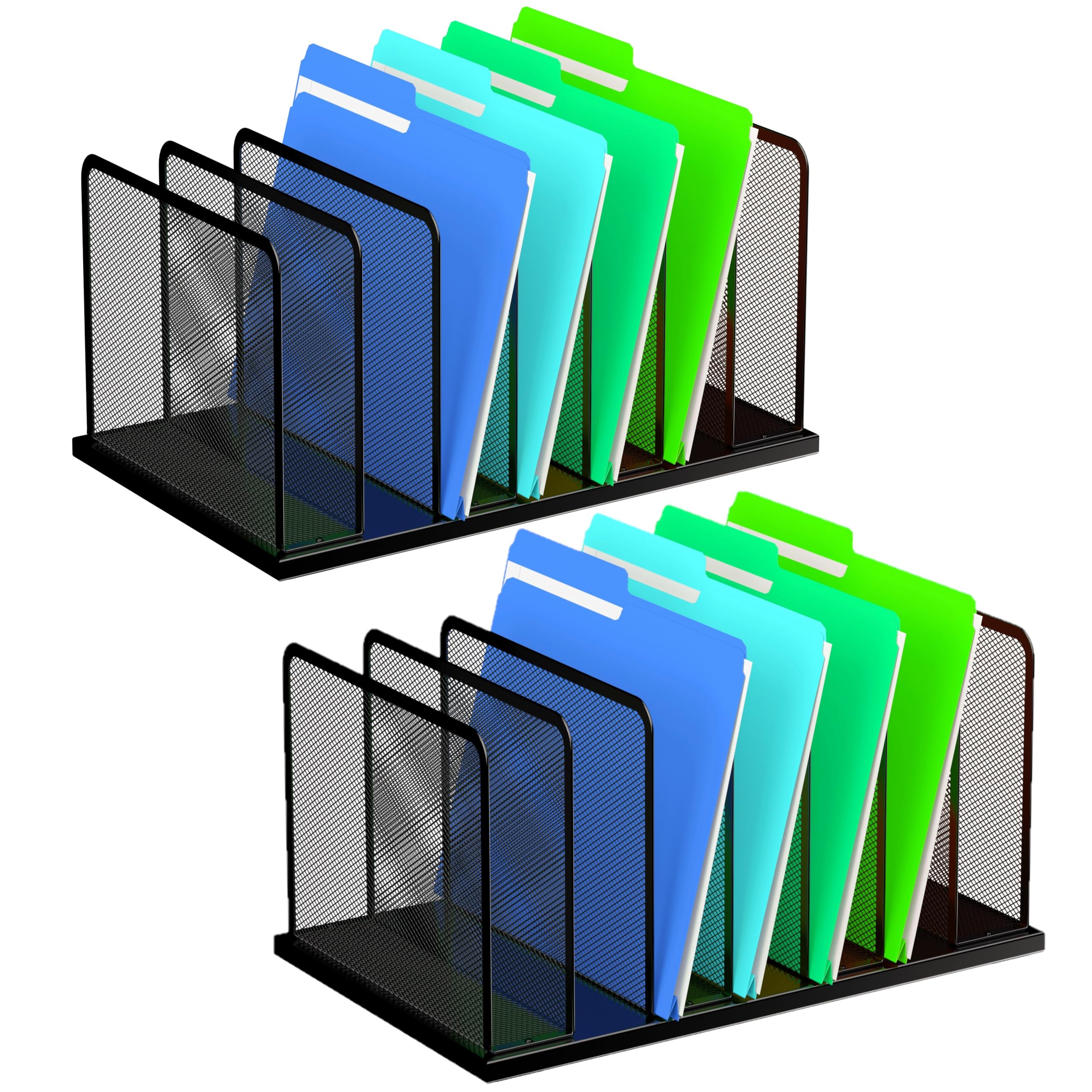 Silver Mesh Five-Compartment Desk File Organizer