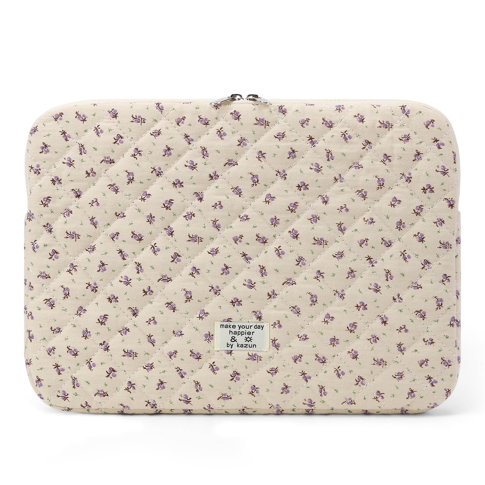 Puffy Quilted Floral Laptop Sleeve