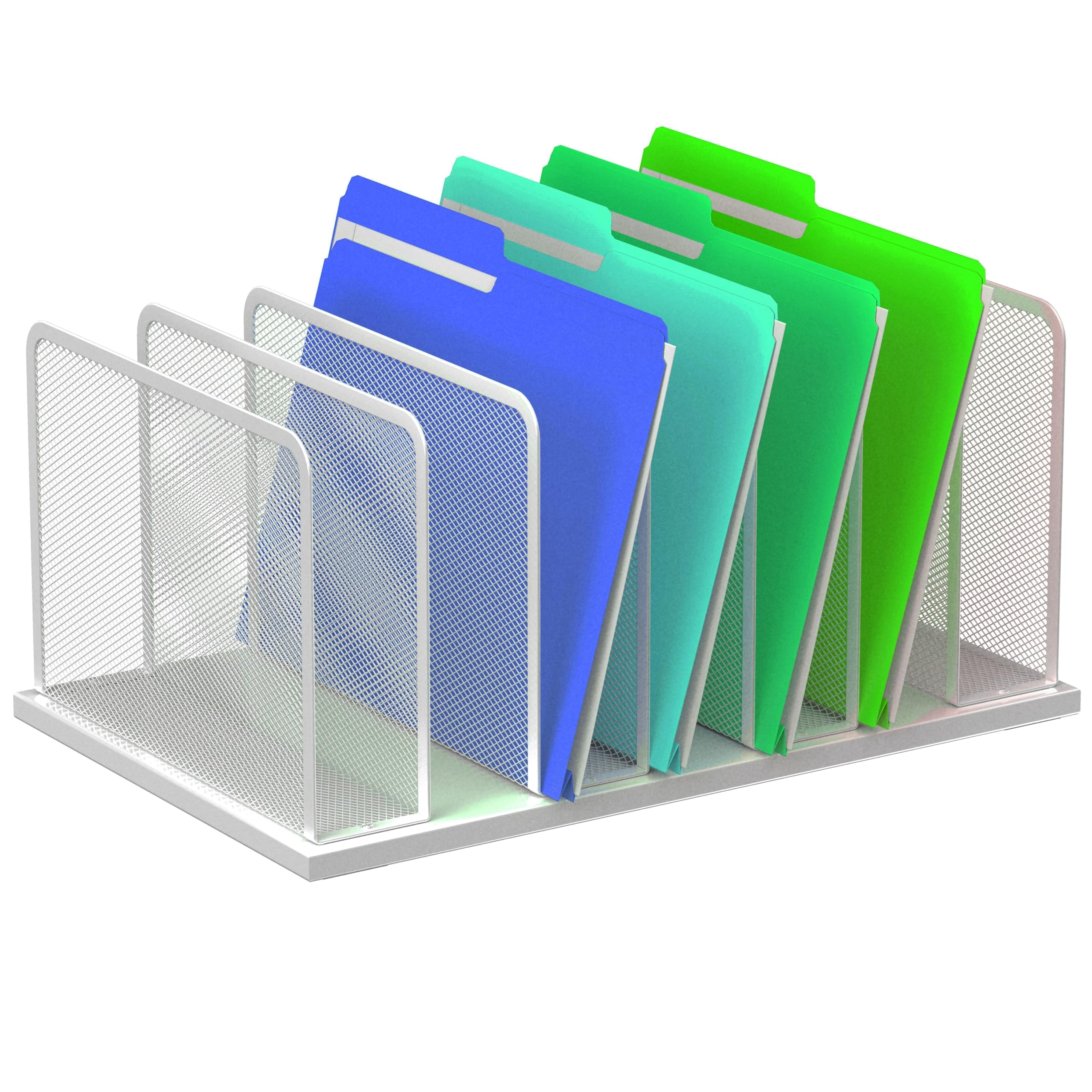 Silver Mesh Five-Compartment Desk File Organizer