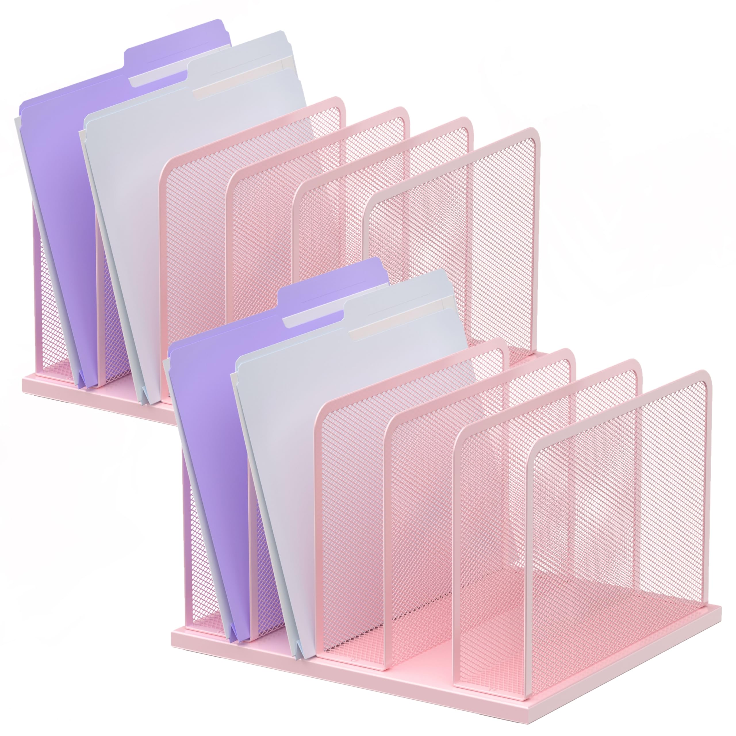 Silver Mesh Five-Compartment Desk File Organizer