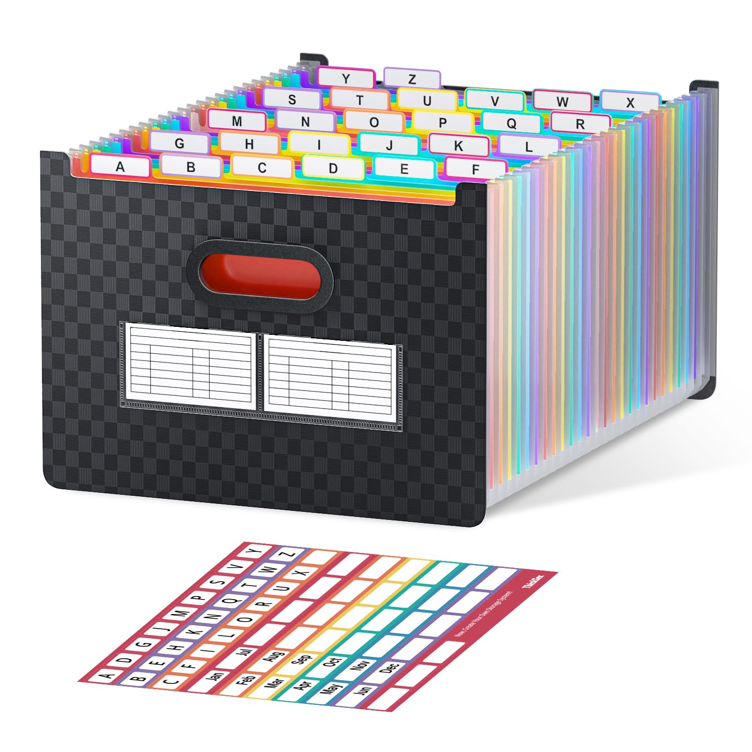 Vertical Accordion File Organizer, A-Z Tabs, Green