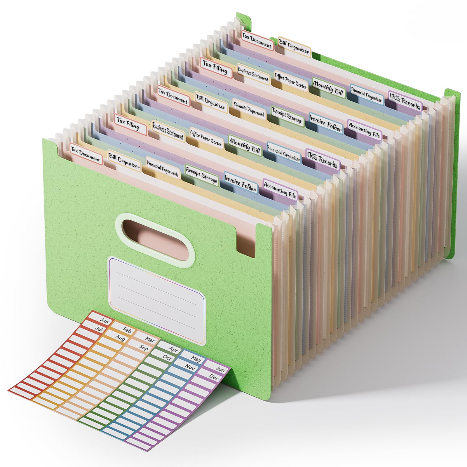 Vertical Accordion File Organizer, A-Z Tabs, Green