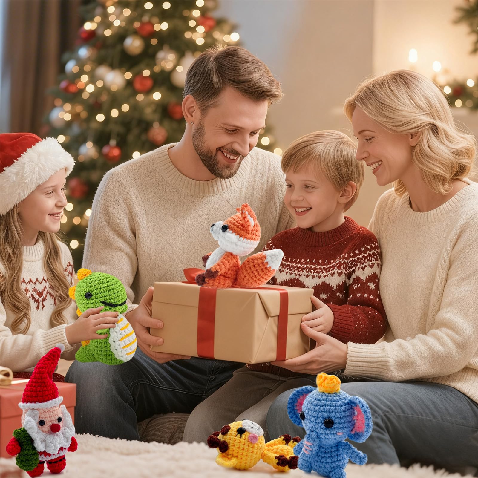 Festive Animal Crochet Kit with Video Tutorials
