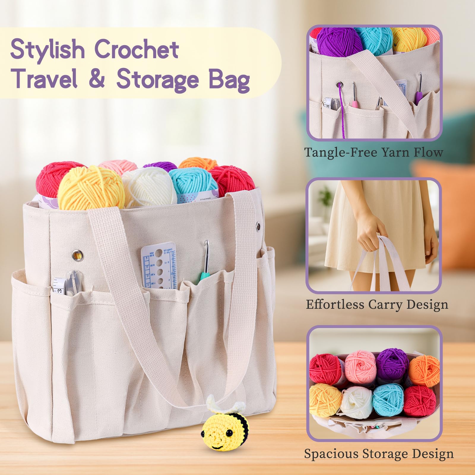 Essential Crochet Starter Kit with Yarns, Hooks & Guides
