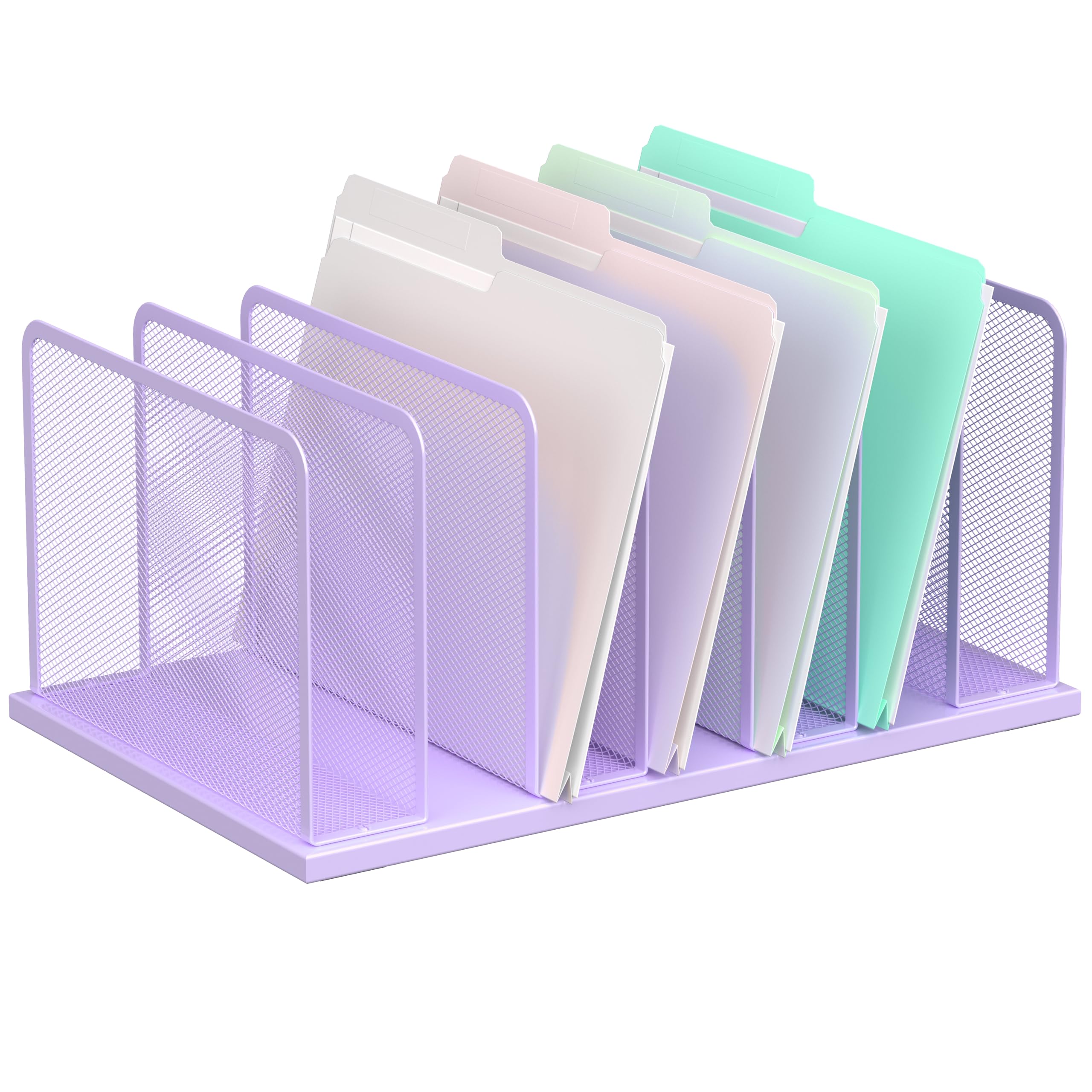 Silver Mesh Five-Compartment Desk File Organizer