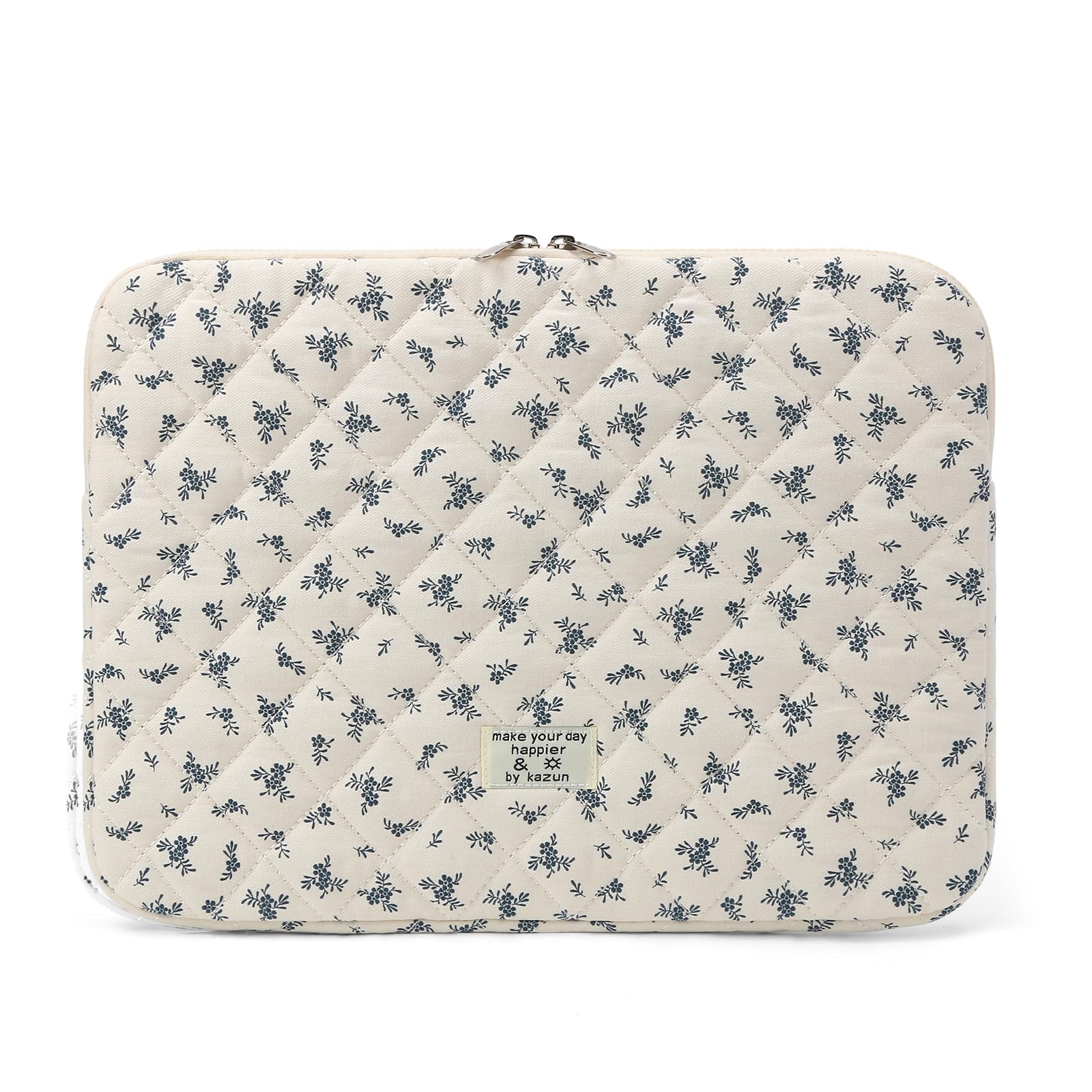 Puffy Quilted Floral Laptop Sleeve