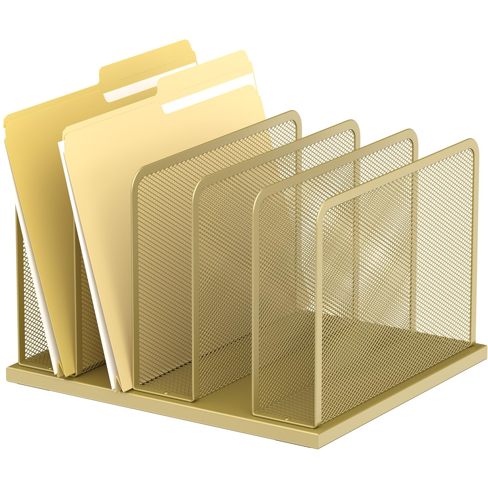 Silver Mesh Five-Compartment Desk File Organizer