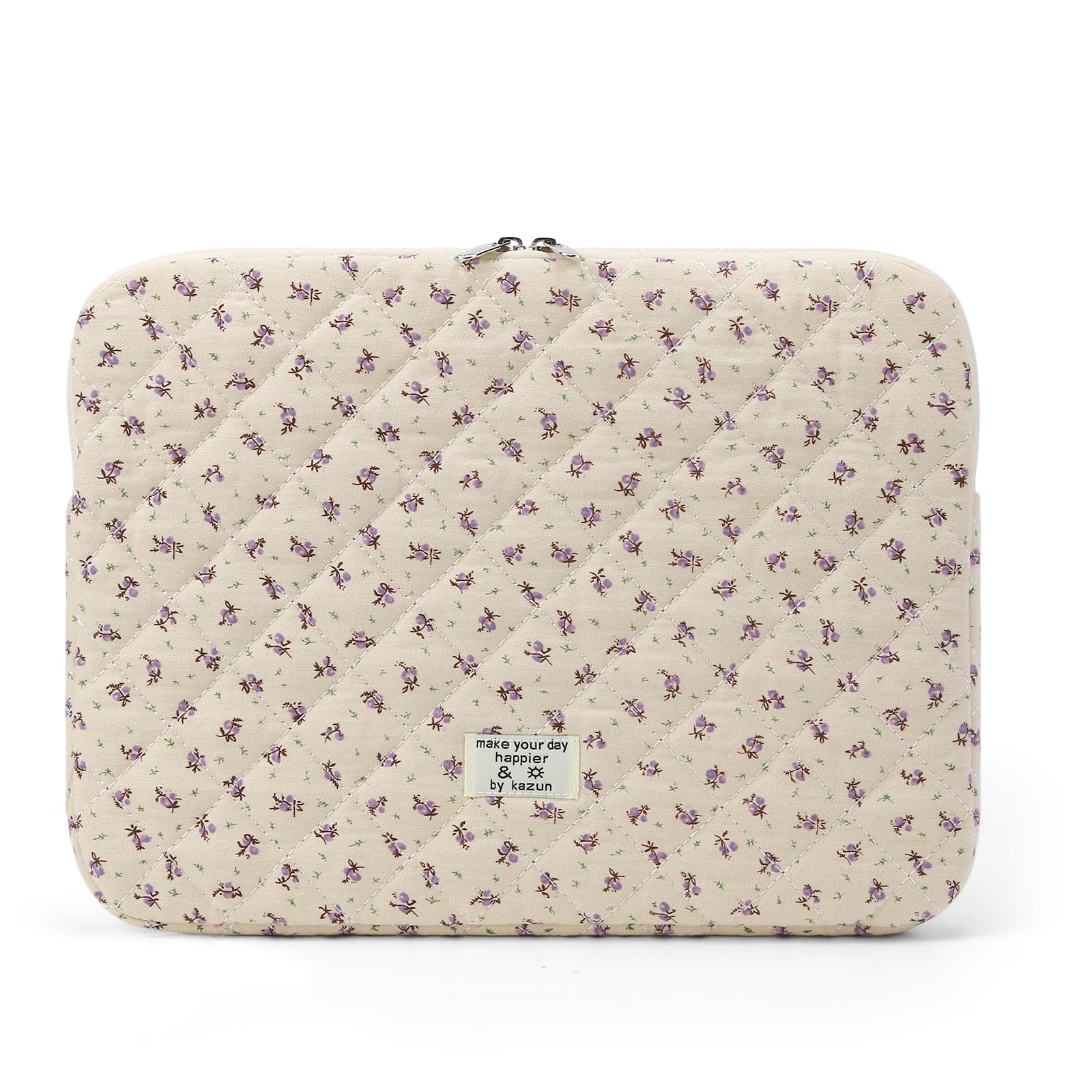 Puffy Quilted Floral Laptop Sleeve