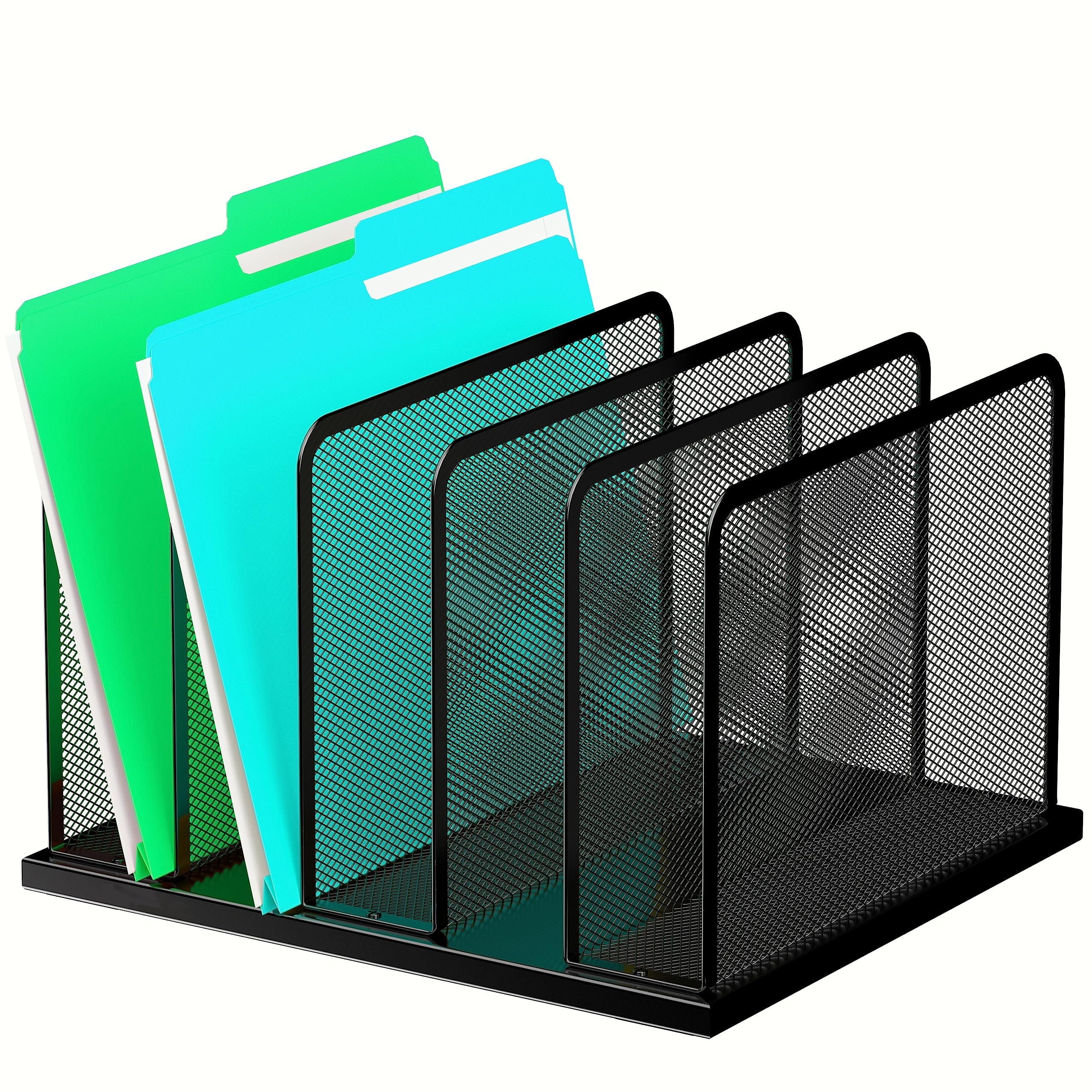Silver Mesh Five-Compartment Desk File Organizer