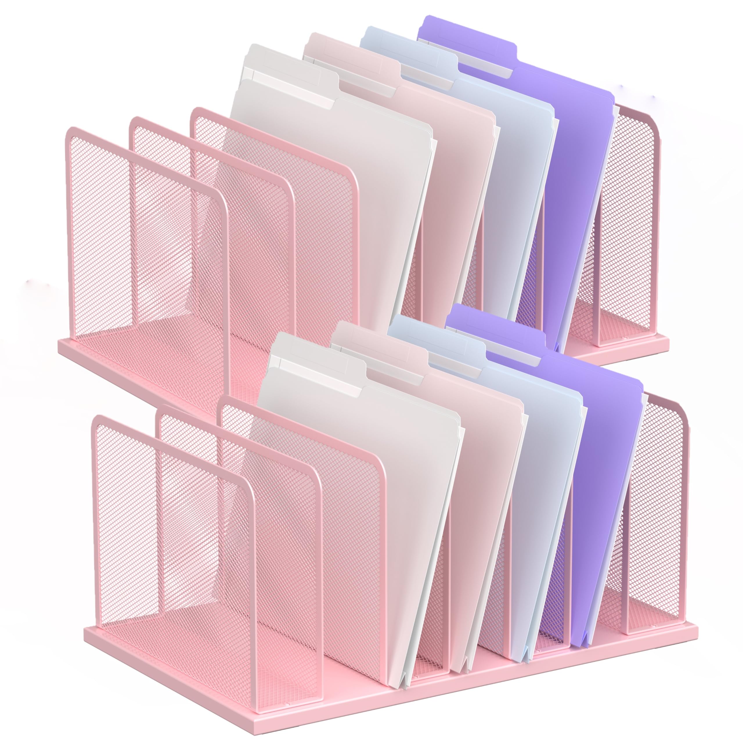 Silver Mesh Five-Compartment Desk File Organizer