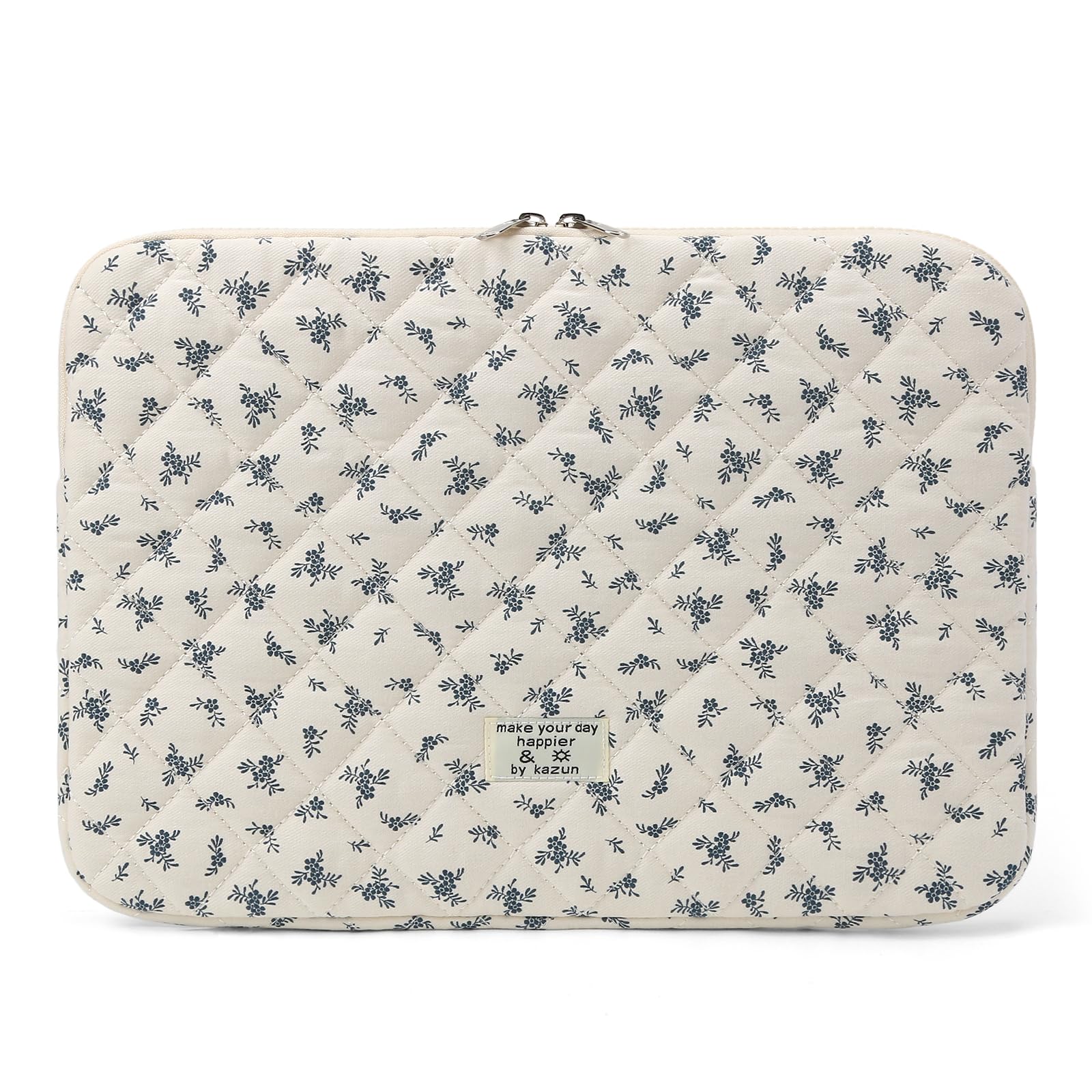 Puffy Quilted Floral Laptop Sleeve