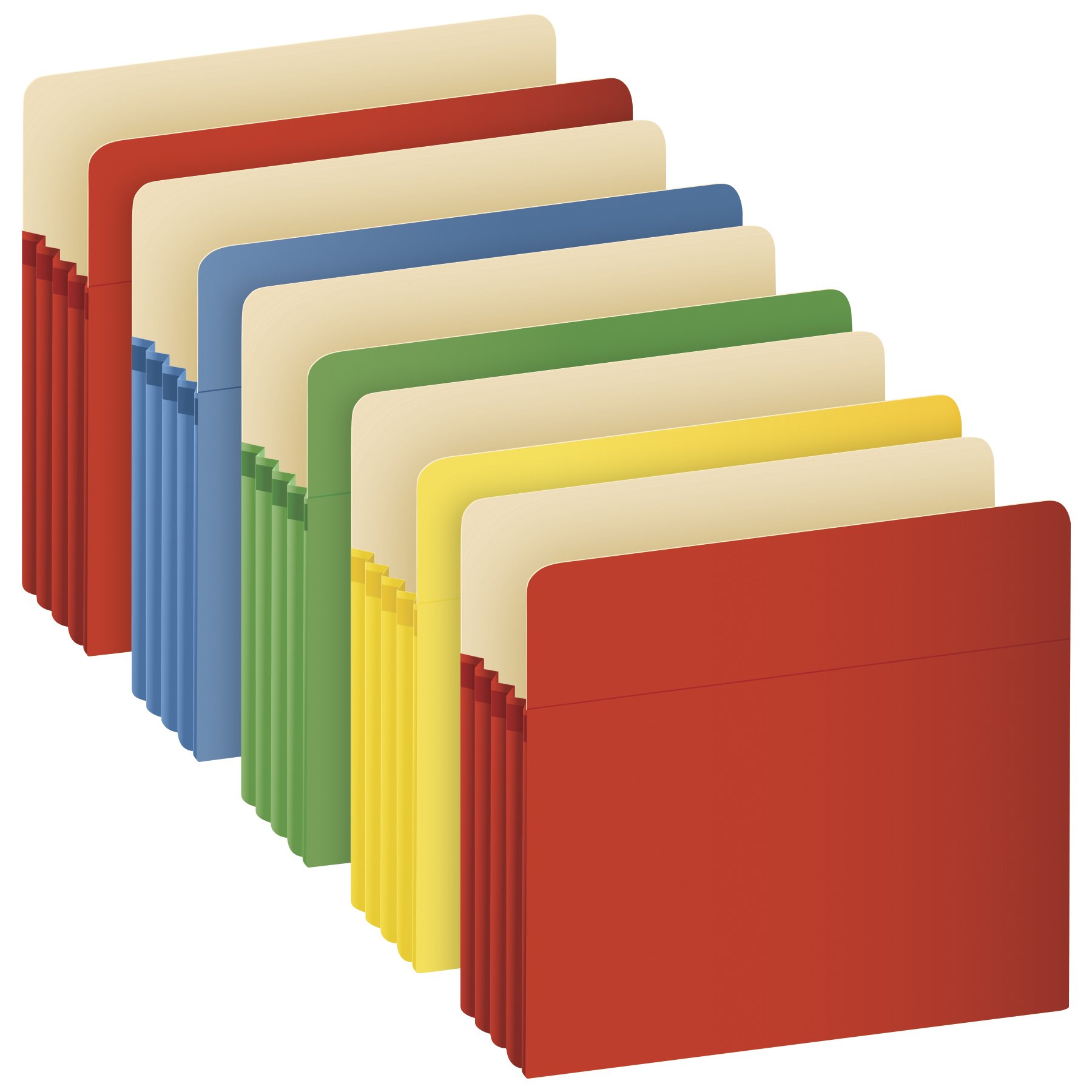 Assorted Color Letter File Pockets with 3.5-inch Expansion