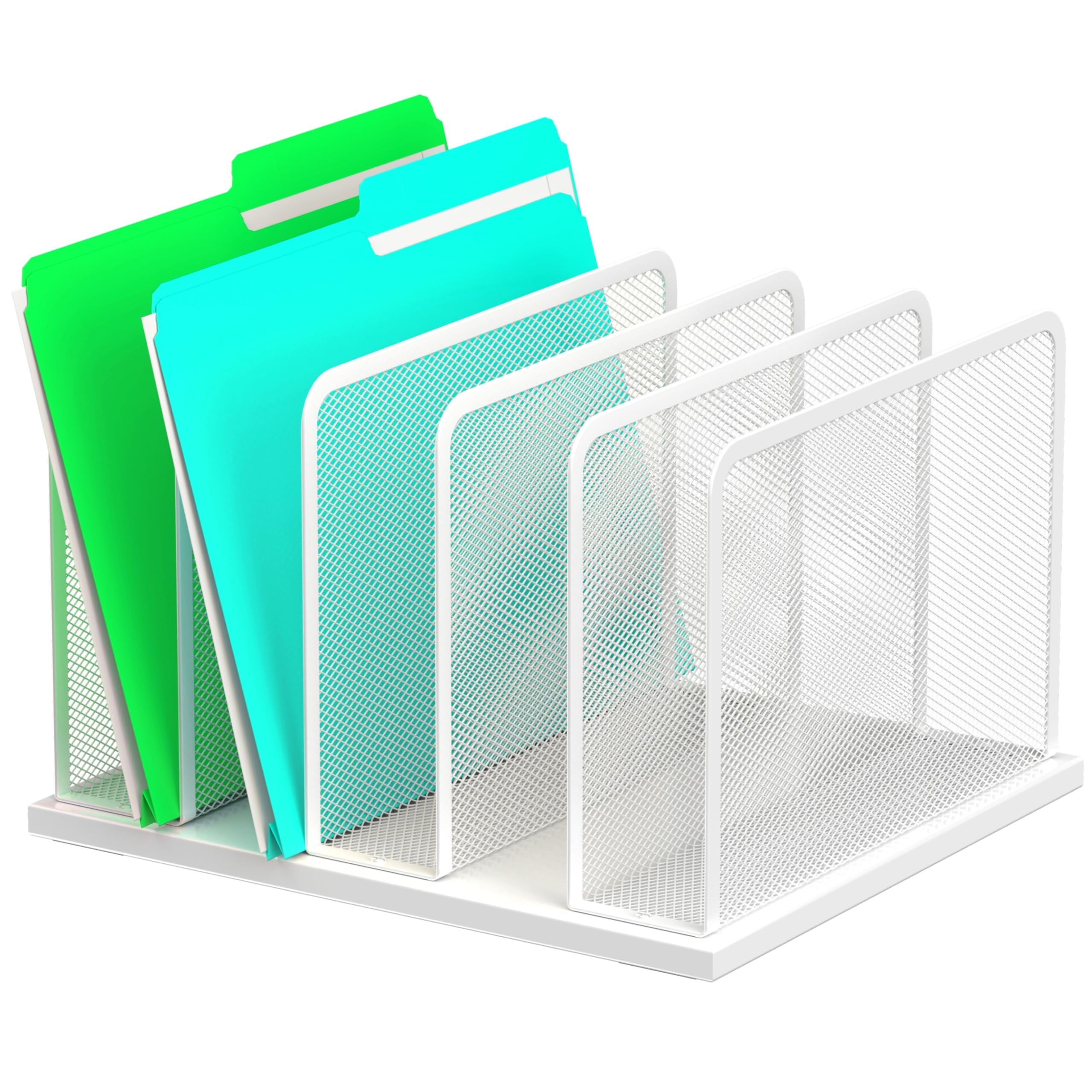Silver Mesh Five-Compartment Desk File Organizer