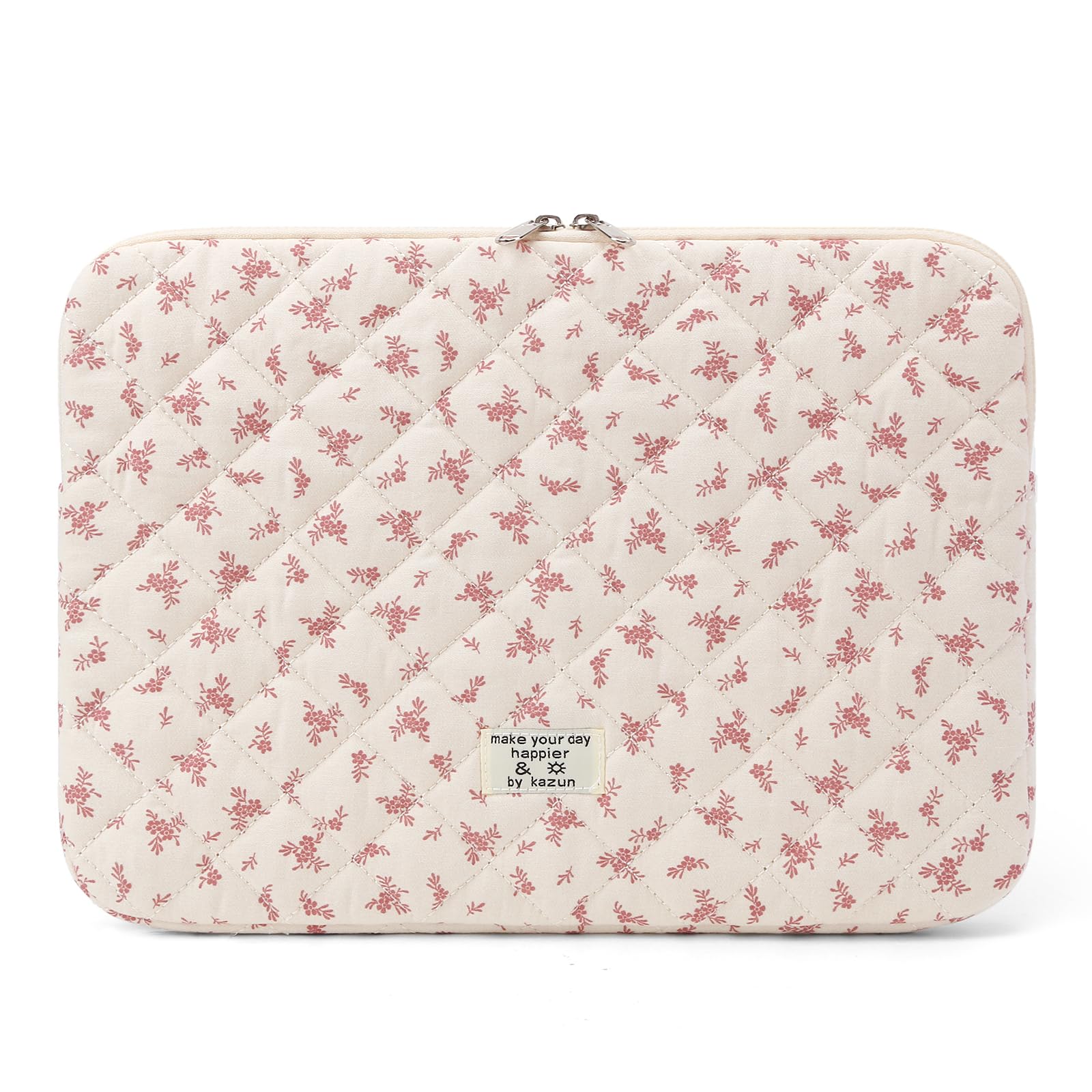 Puffy Quilted Floral Laptop Sleeve