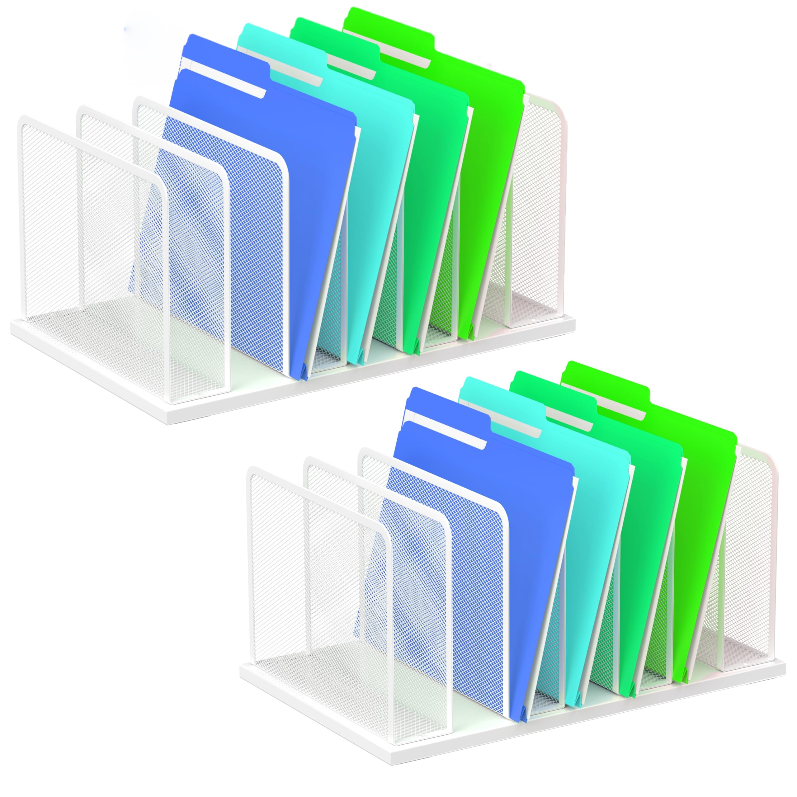 Silver Mesh Five-Compartment Desk File Organizer