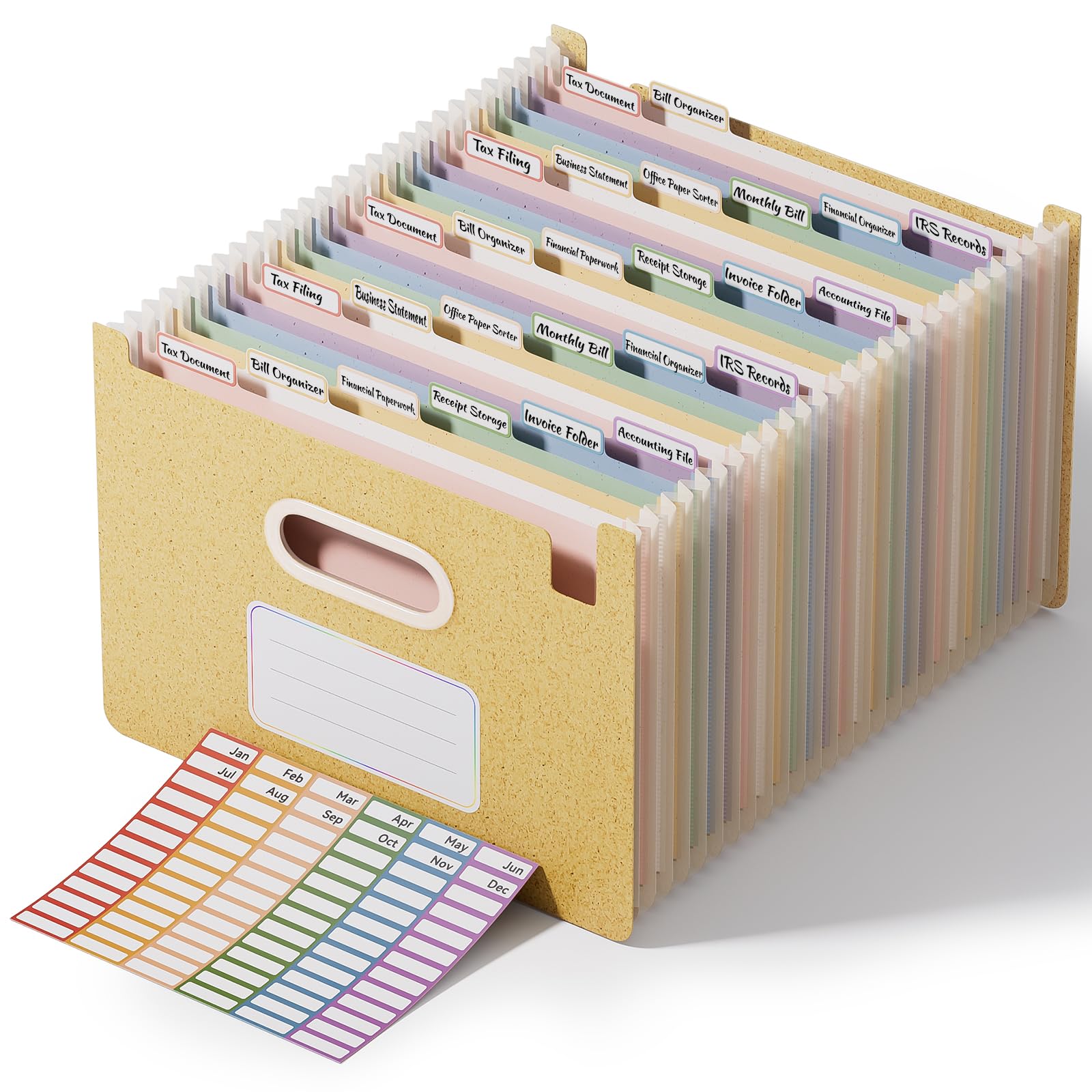 Vertical Accordion File Organizer, A-Z Tabs, Green