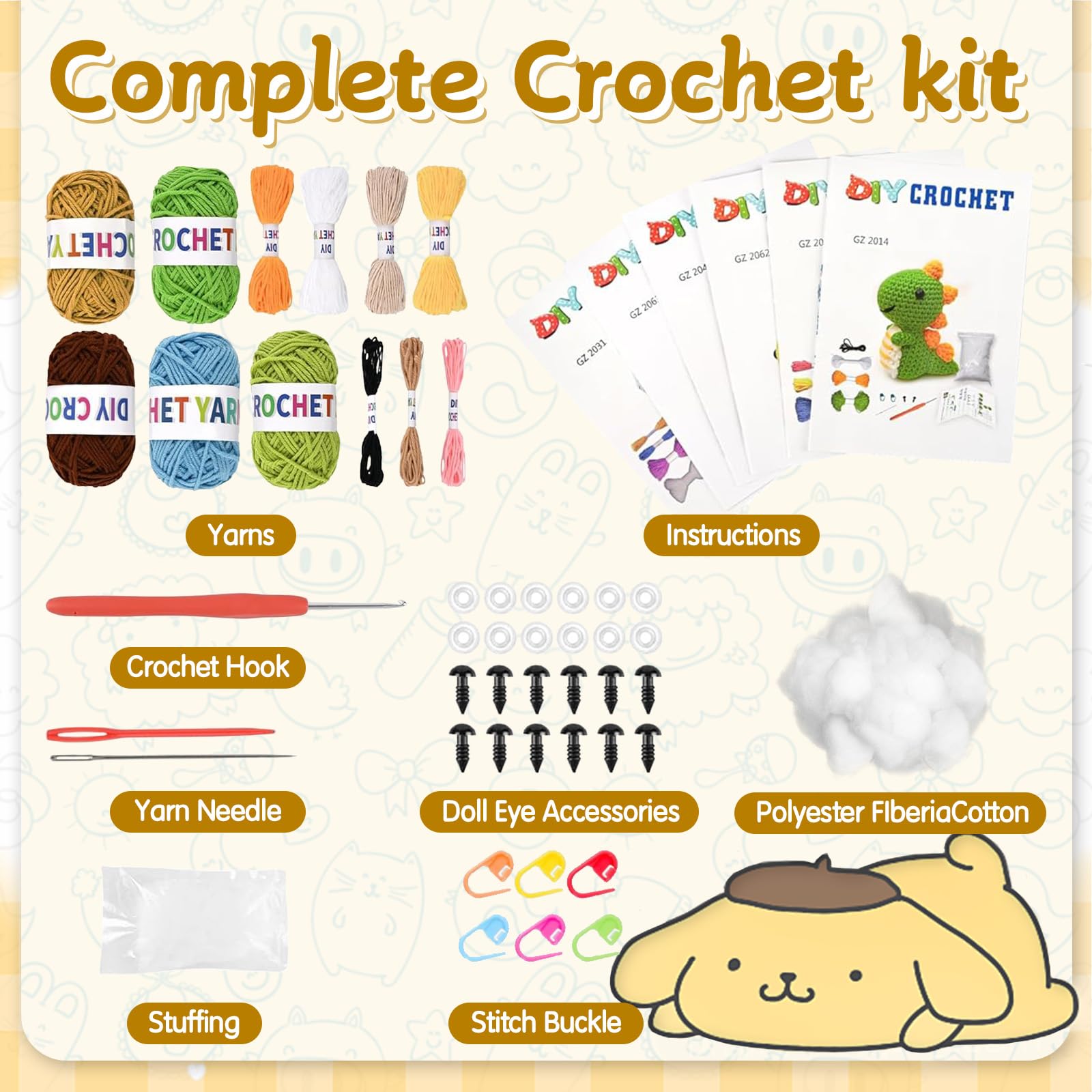 Festive Animal Crochet Kit with Video Tutorials