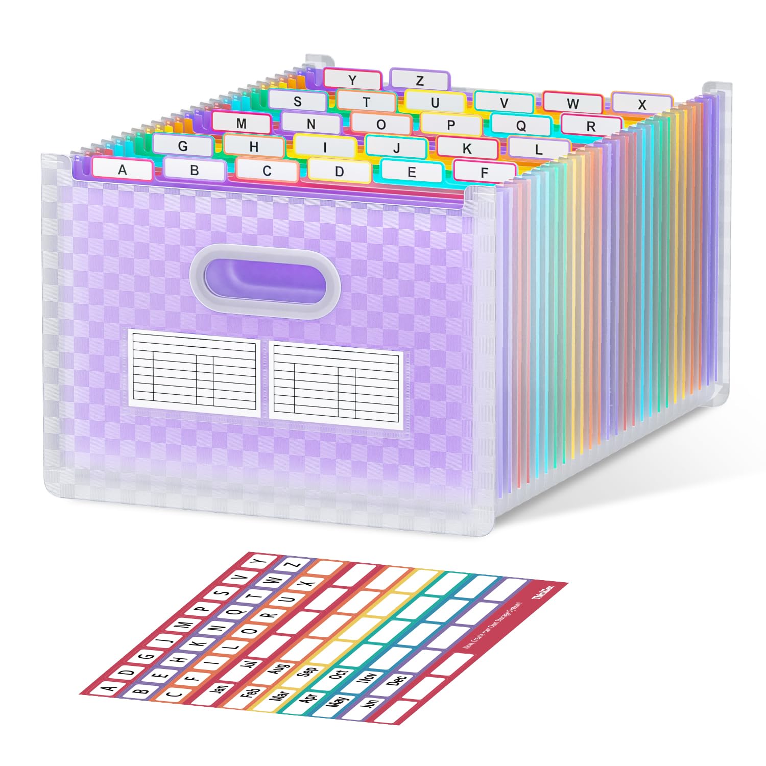 Vertical Accordion File Organizer, A-Z Tabs, Green
