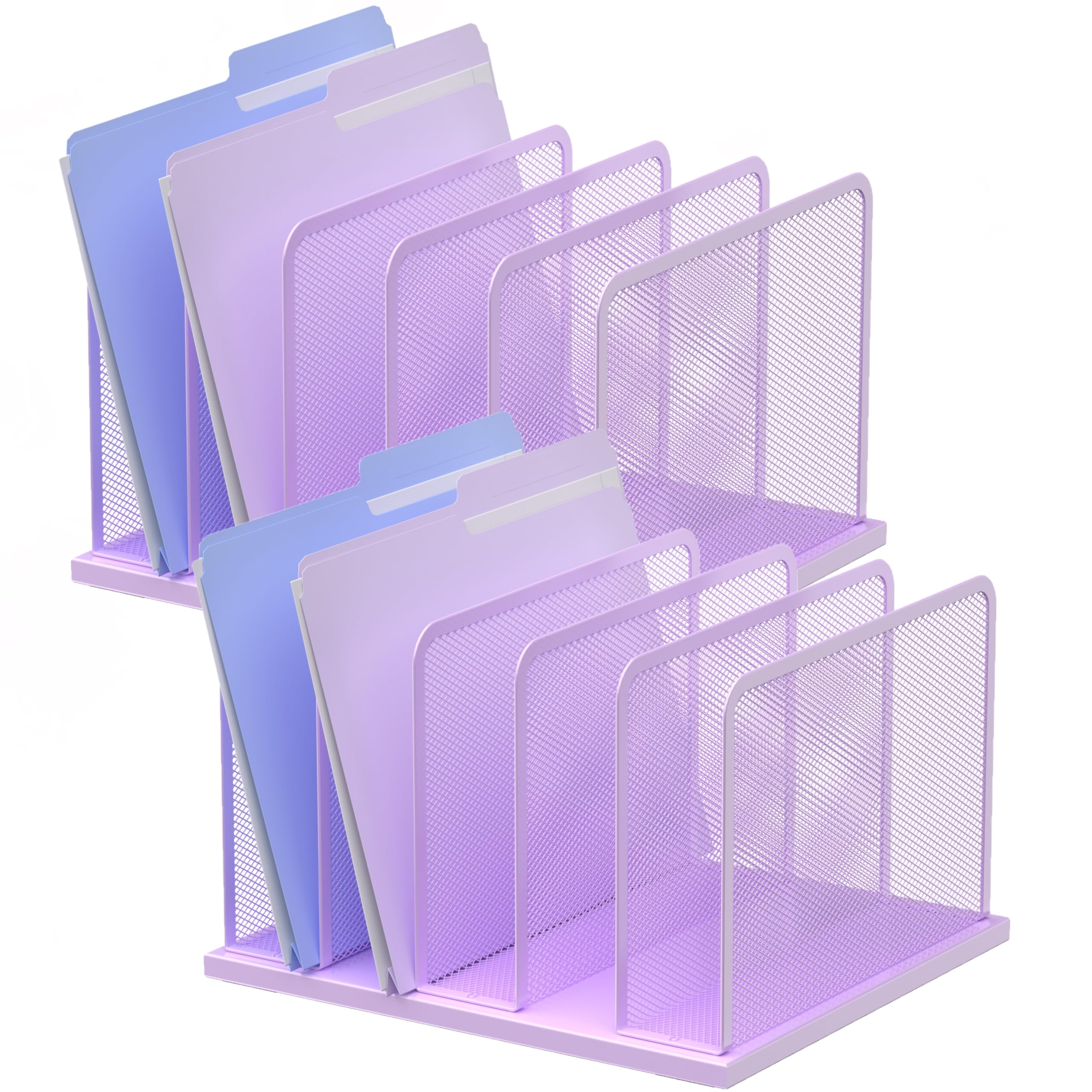 Silver Mesh Five-Compartment Desk File Organizer