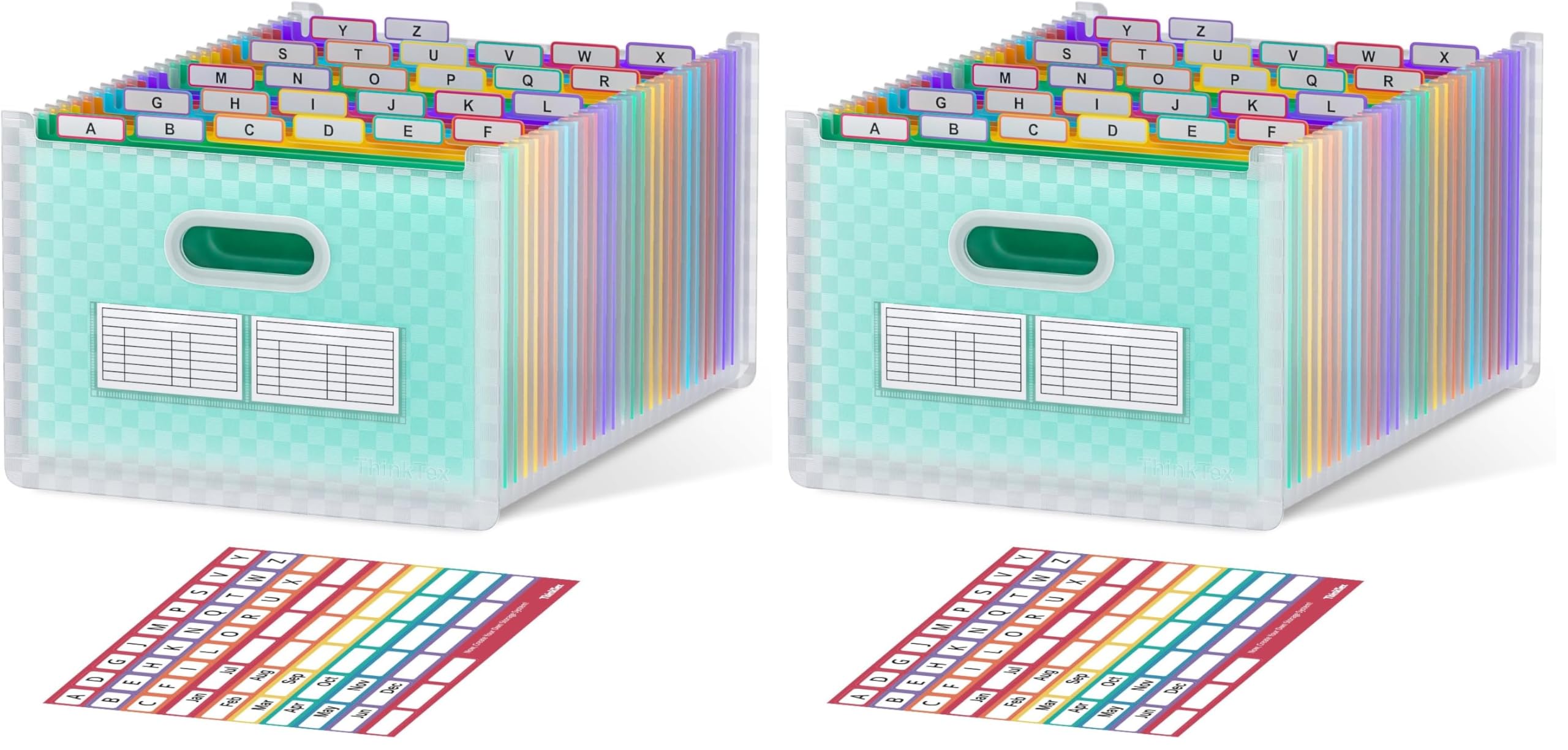 Vertical Accordion File Organizer, A-Z Tabs, Green